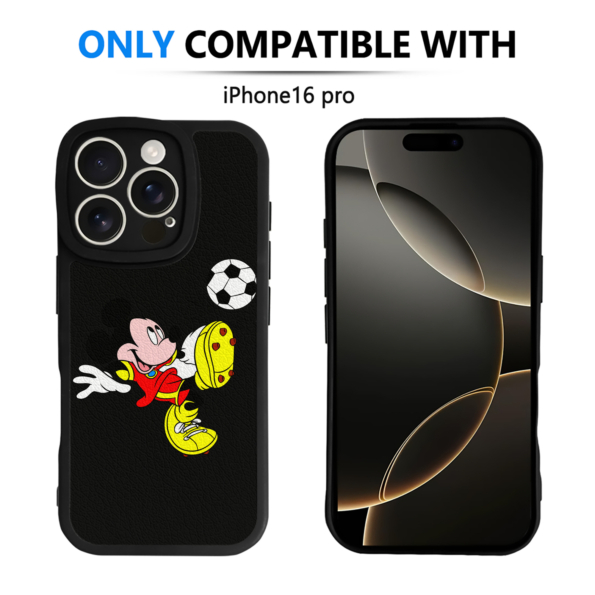 （画像用） ミッキーマウス Mickey Mouse 【iPhone 16シリーズ対応】シリコンスマホケース（レザー調） 材質：シリコン